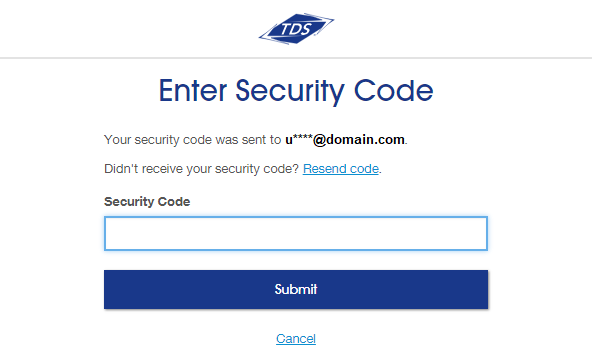 Create user, fields for first name, last name. Options to enter email address or create TDS user name. Continue button.