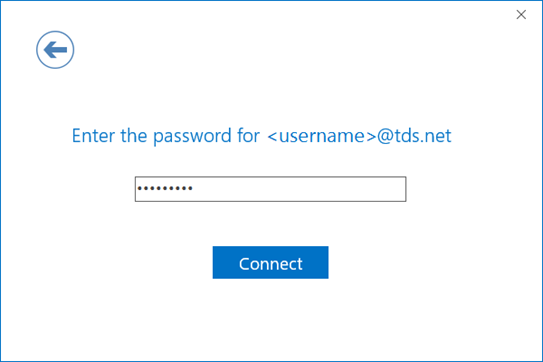 Enter password screen with connect button