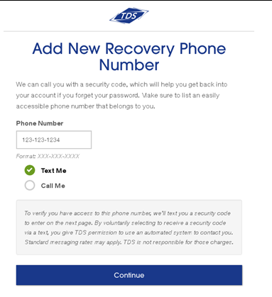 Add new recovery phone number