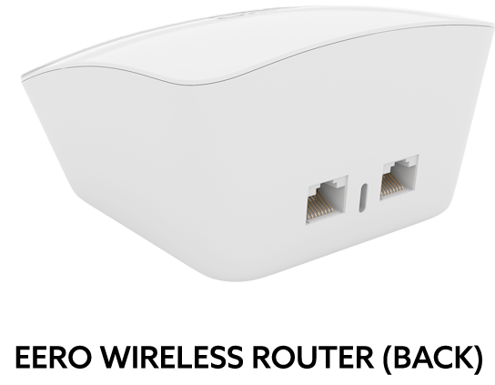 Back of eero modem and plug for ethernet cable