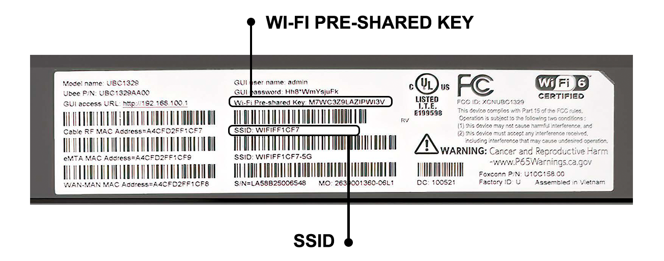 WiFi Pre shared key and SSID