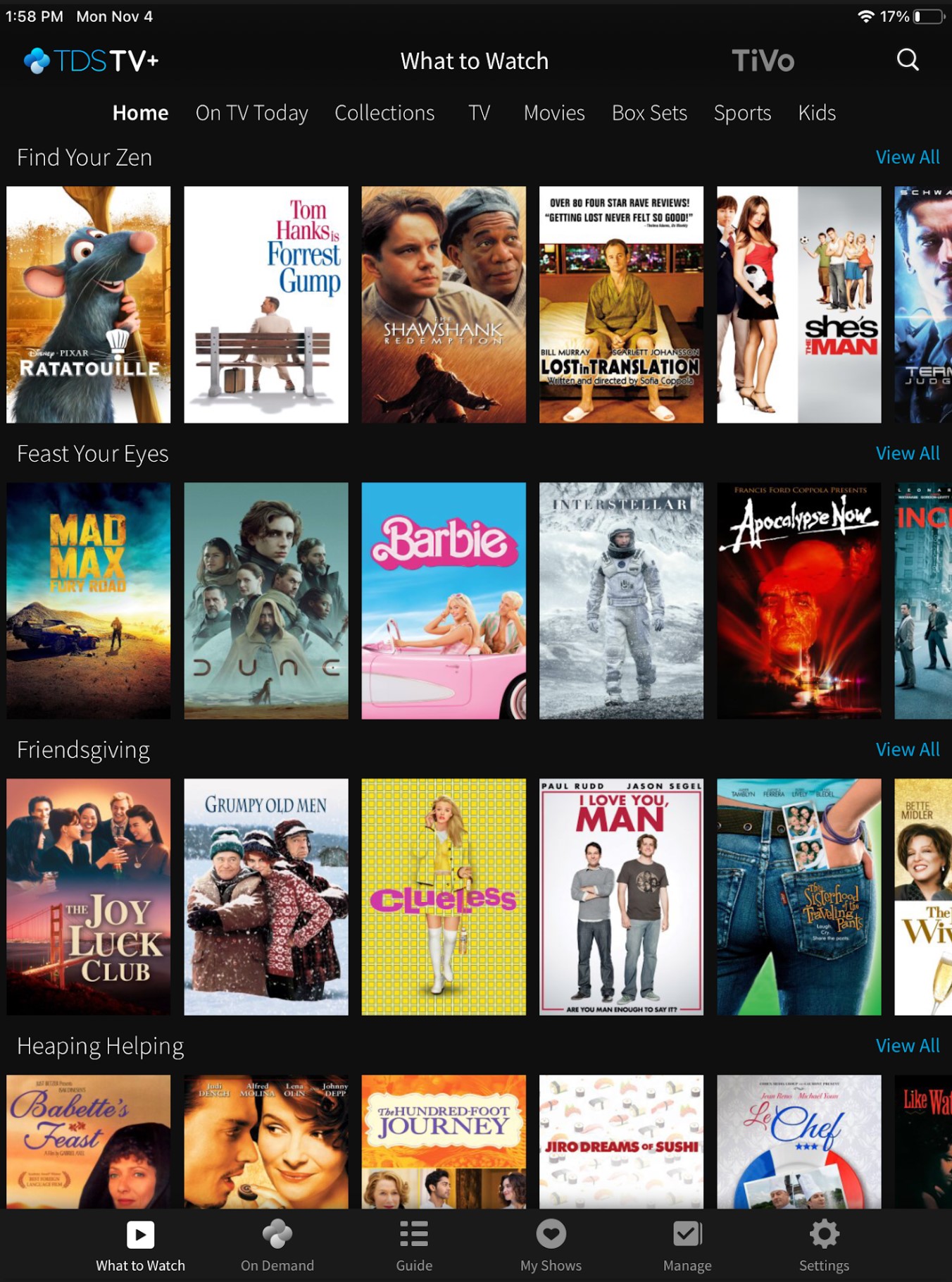 What to Watch screen in TDS TV+ app